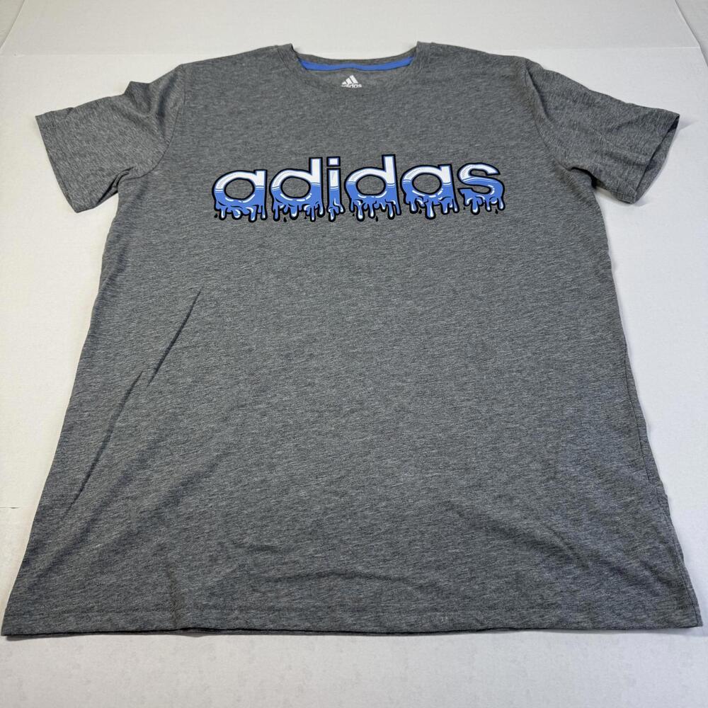 Adidas Men’s Grey Rubber Logo Unisex T-Shirt Size XL